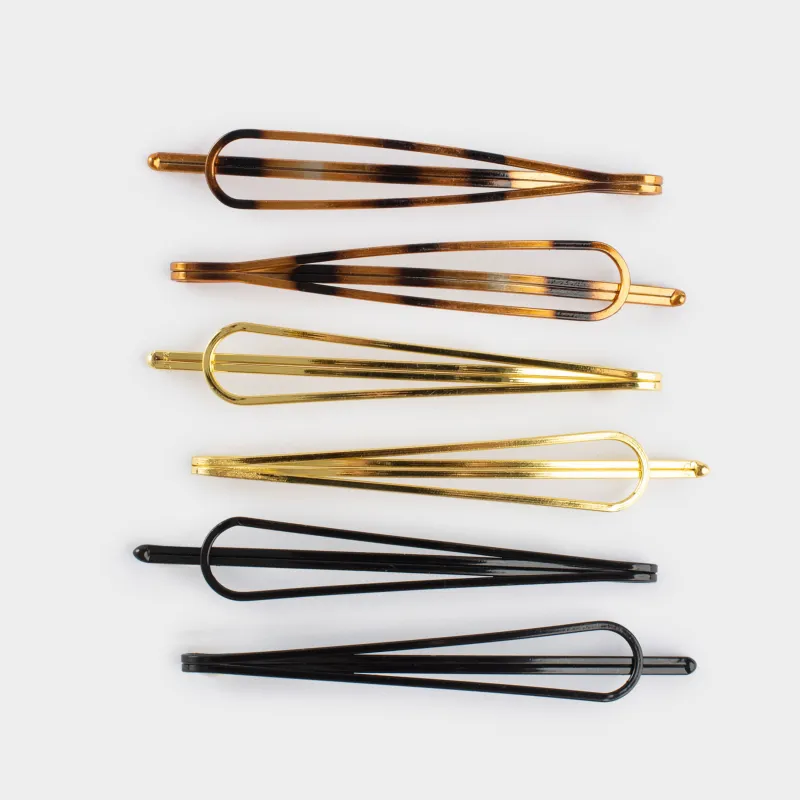 Заколка для волос, 6 см, 6 шт, металл, Микс, Basic