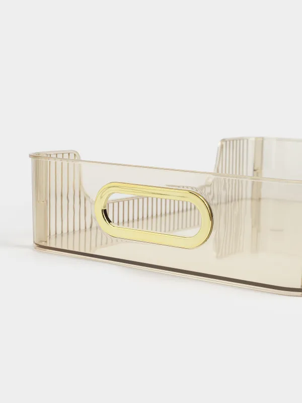 Ящик-органайзер, 32х22х9 см, хозяйственный, с ручками, пластик, янтарный, Ribby color, image-2