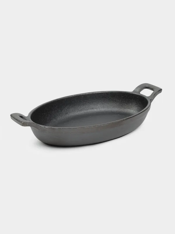 Сковорода, 18х12 см, на подставке, с ручками, чугун/бамбук, овальная, Authentic, image-2