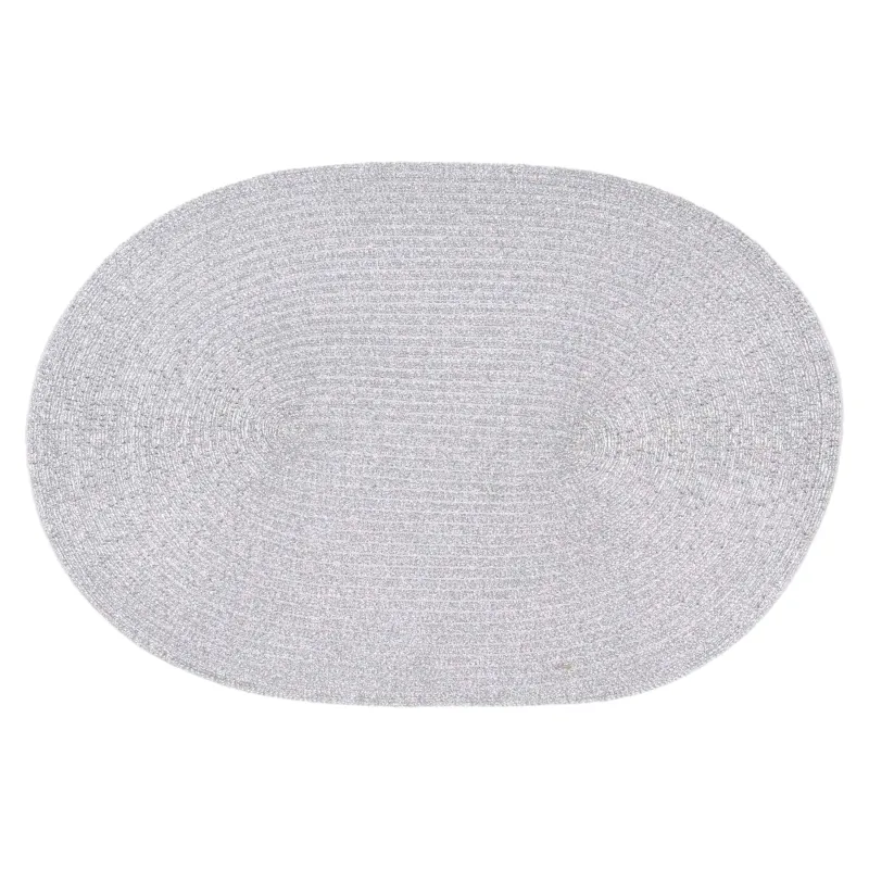 Салфетка под приборы, 30х45 см, полиэстер, овальная, серебристая, Rotary shine