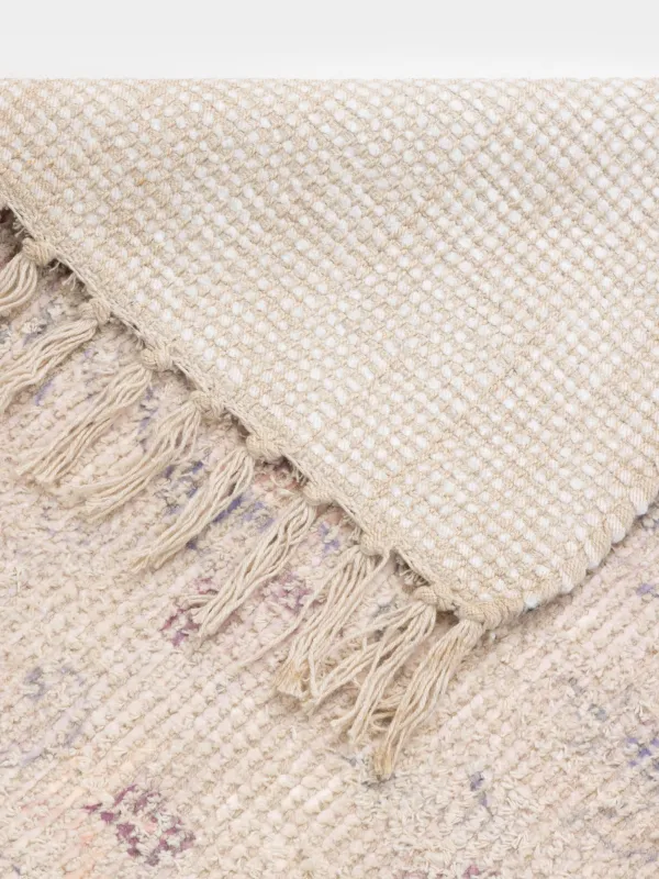 Коврик, 70х115 см, с бахромой, хлопок/полиэстер, бежевый, Цветы, Print, image-4