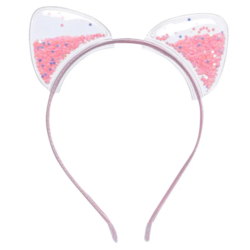 Ободок для волос, 12х15 см, детский, пластик/акрил, розовый, Ушки, Hairstyle, image-0