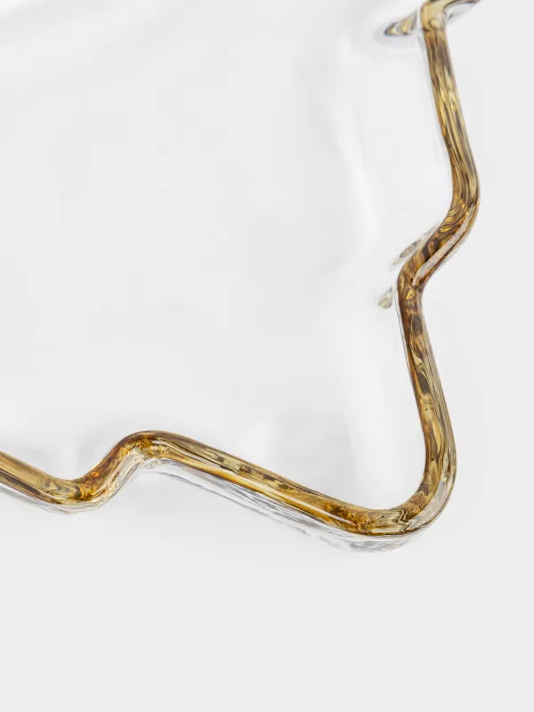 Блюдо, 20х17х2 см, стекло, с золотистым кантом, Ель, Christmas classic, image-2