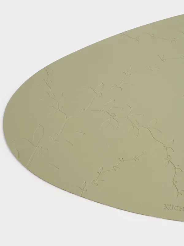 Салфетка под приборы, 37x45 см, ПВХ, фигурная, зеленая, Ветви с ягодами, Rock press, image-2