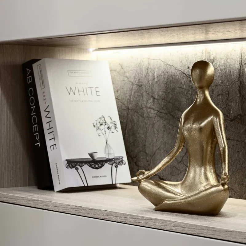 Статуэтка, 26 см, полирезин, золотистая, Поза лотоса, Face, image-5