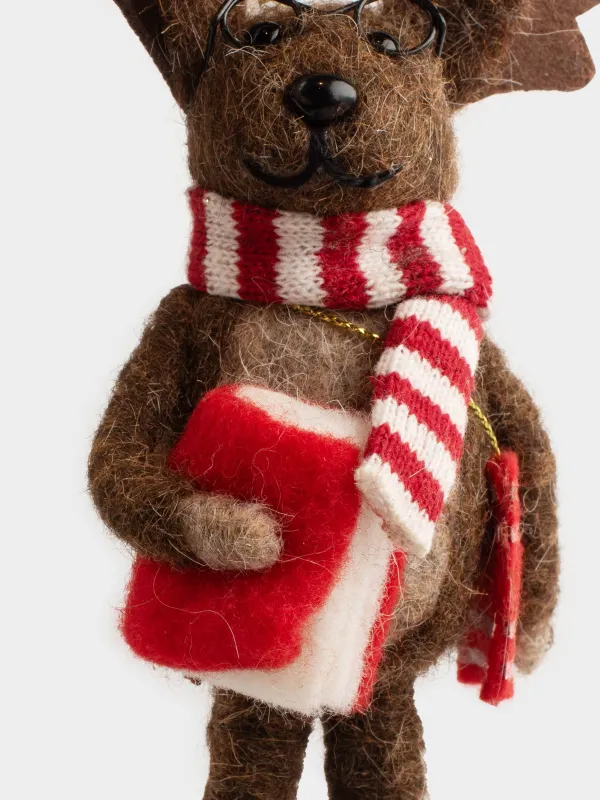 Игрушка елочная, 10x15 см, полиэстер, коричневая, Олень, Figure Christmas Fuzz, image-2