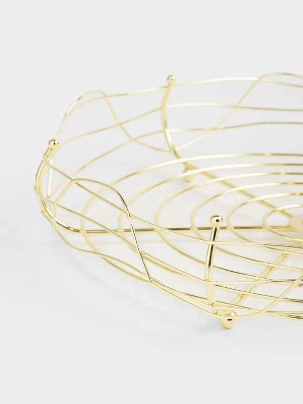 Корзина для фруктов, 29х17 см, с ручкой, металл, золотистая, Птица, Twist gold, image-1