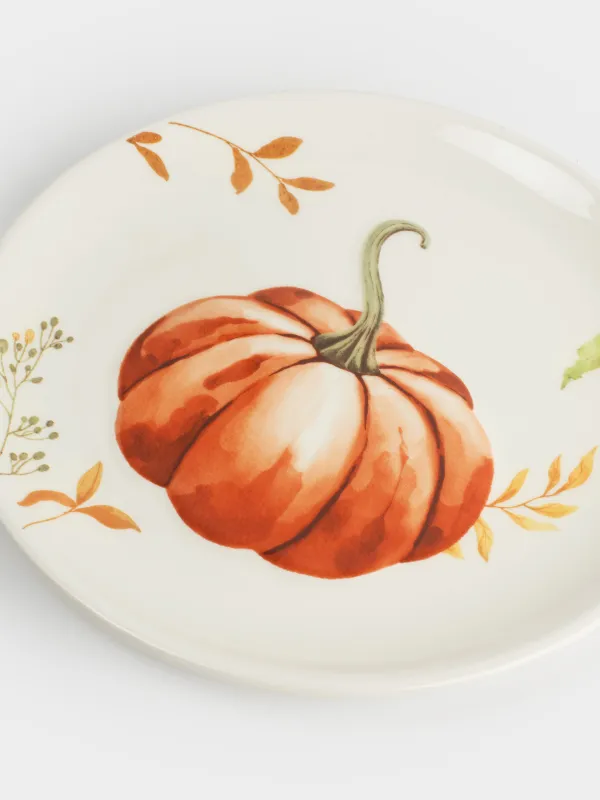 Тарелка закусочная, 22 см, Тыква и листья, Forest symphony, image-3