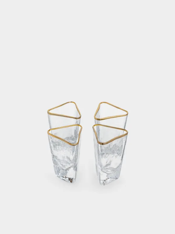Стопка для водки, 40 мл, 4 шт, стекло, золотистый кант, Triangle Gold, image-0