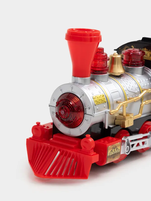 Игрушка, 28х16 см, музыкальная, с подсветкой, пластик, серебристо-черная, Поезд, Game rail, image-2