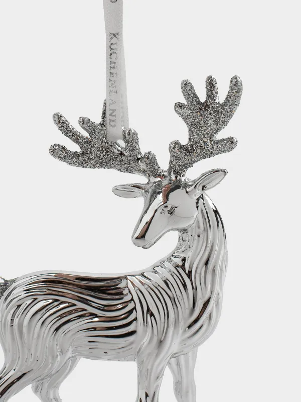 Игрушка елочная, 5x8 см, акрил, с блестками, серебристая, Олень, Figure christmas, image-2