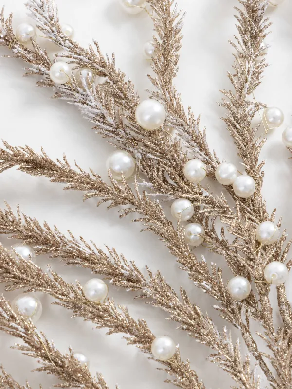 Ветка декоративная, 60 см, пластик/металл, Золотистый амарант с бусинами, Amarant decor, image-1