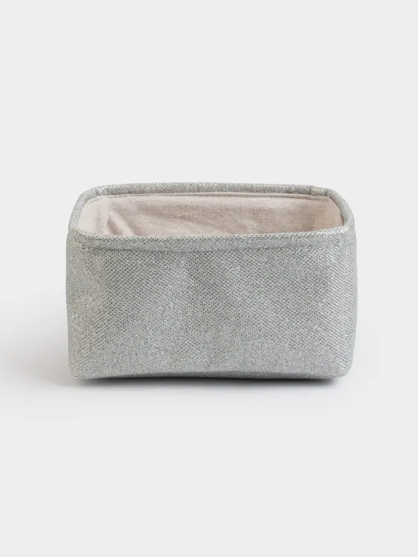 Корзина для хранения, 22x17x11 см, полиэстер, прямоугольная, серебристая, Ideally, image-0