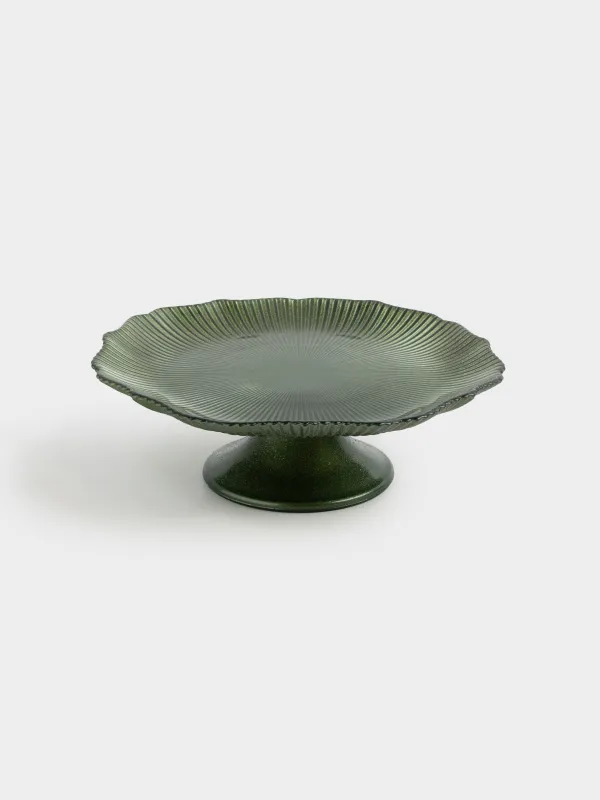 Блюдо на ножке, 21х7 см, стекло Р, зеленое, Ribby color, image-4