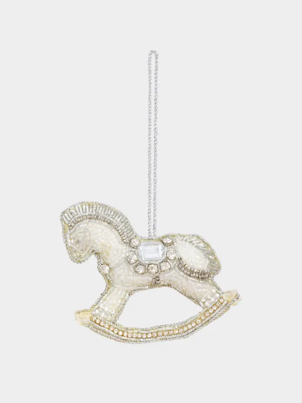 Игрушка елочная, 10 см, бисер/полифилл, серебристая, Лошадка, Beads figure, image-1