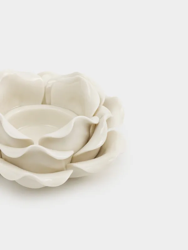 Подсвечник, 9x4 см, для чайной свечи, фарфор P, молочный, Роза, Rose, image-3