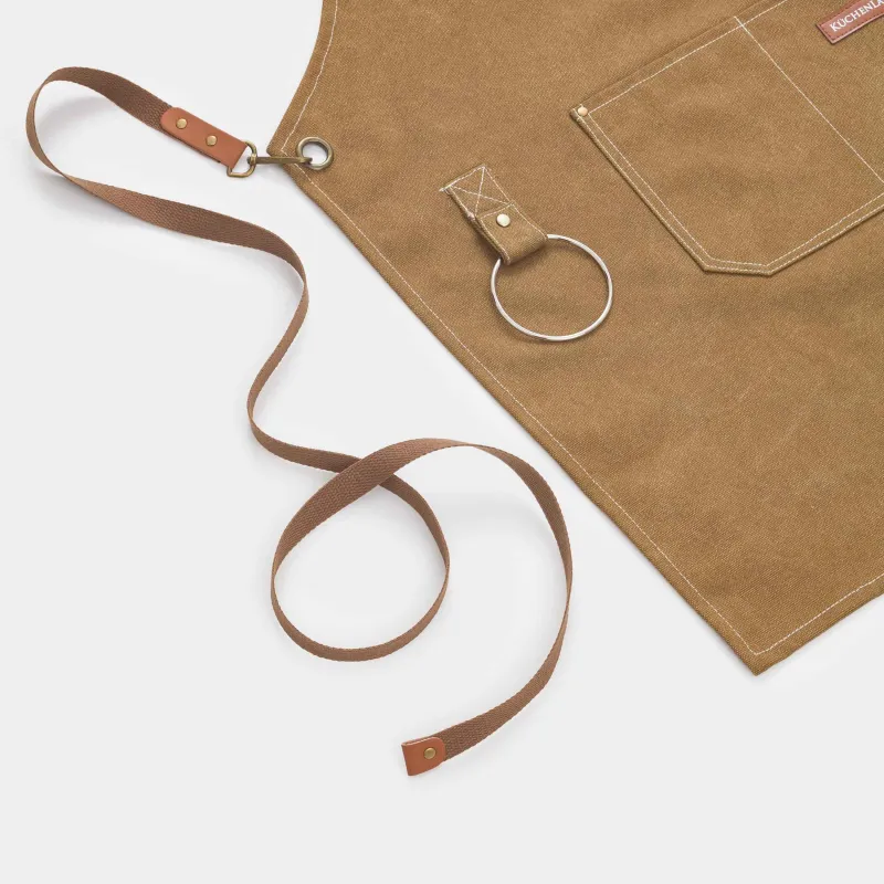 Фартук, 58х78 см, с карманами, с держателем, терилен/хлопок/искусственная кожа, коричневый, BBQ, image-3