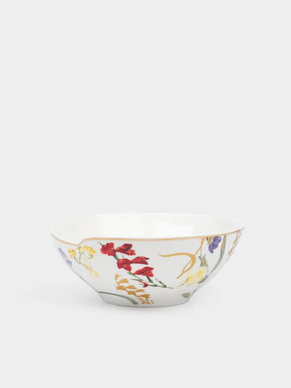 Салатник, 16x6 см, 430 мл, фарфор N, белый, с золотистым кантом, Цветы, Night flower, image-0