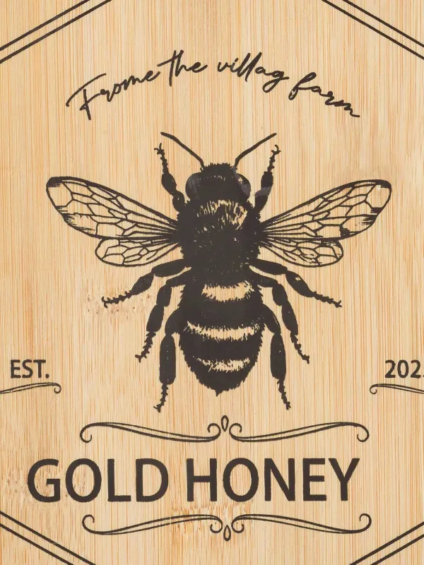 Доска разделочная, 25x22 см, бамбук, шестиугольная, Пчела, Honey, image-3