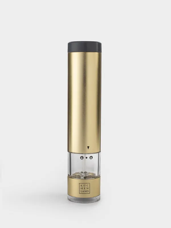 Мельница для специй, 22 см, электрическая, металл/пластик, LED W, золотистая, Piquant, image-0