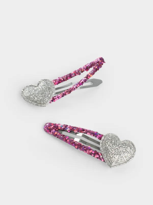 Набор заколок для волос, 5 см, 4 шт, детский, пластик/металл, фиолетовый, Корона/Сердце, Gracile, image-3