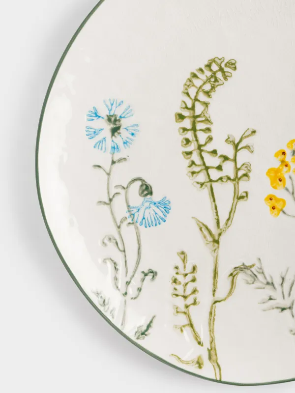 Тарелка обеденная, 27 см, Луговые цветы на кракелюре, Floral meadow, image-2