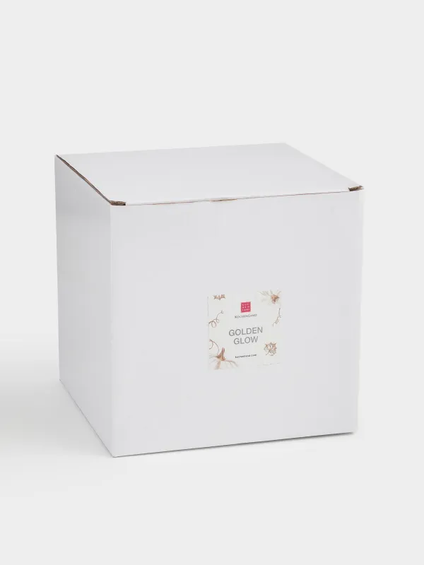 Емкость для хранения, 16х16 см, 860 мл, фарфор P/сталь, молочно-золотистая, Тыква, Golden glow, image-4