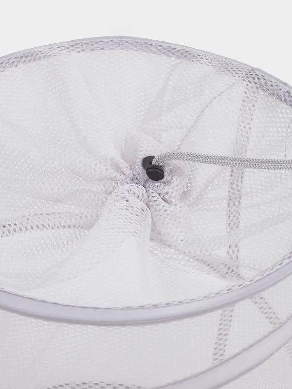 Корзина для белья, 46х34 см, складная, полиэстер/сталь, круглая, серо-бежевая, Safety, image-1