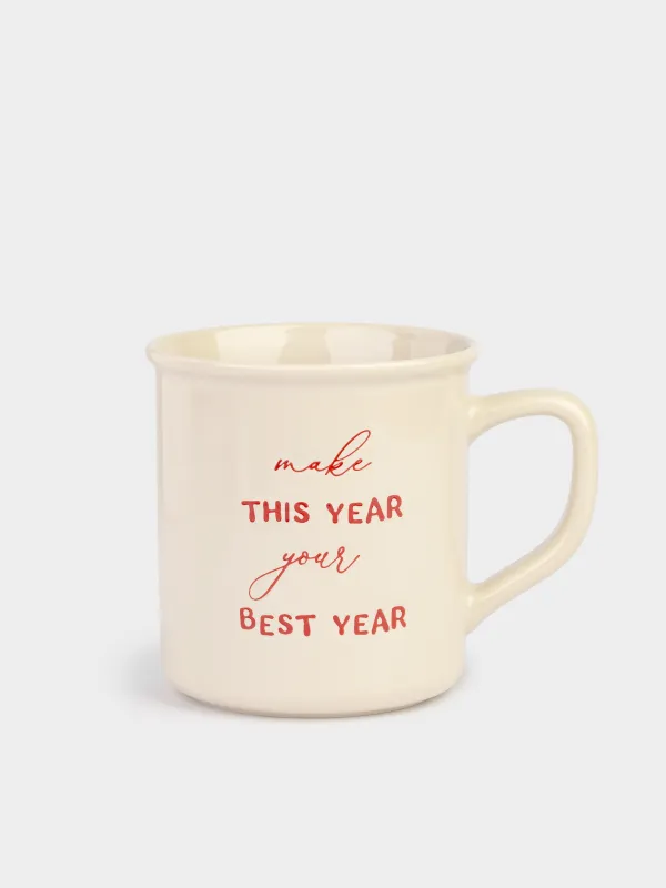 Кружка, 430 мл, 2 шт, фарфор N, бежевая/бордовая, Новогодний микс, Great day, image-2