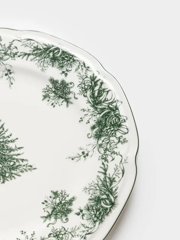 Тарелка обеденная, 26 см, фарфор N, бело-зеленая, Елка, Winter lace, image-3