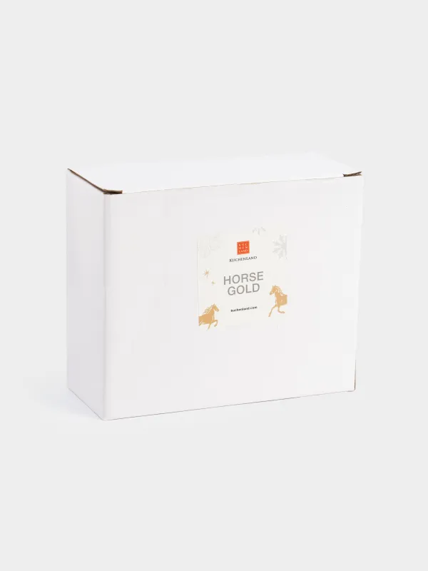 Копилка, 12 см, фарфор P, золотистая, Лошадка, Horse gold, image-6