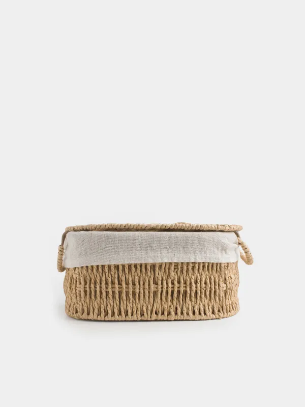 Корзина для хранения, 27x17x13 см, с крышкой, Braided, image-1
