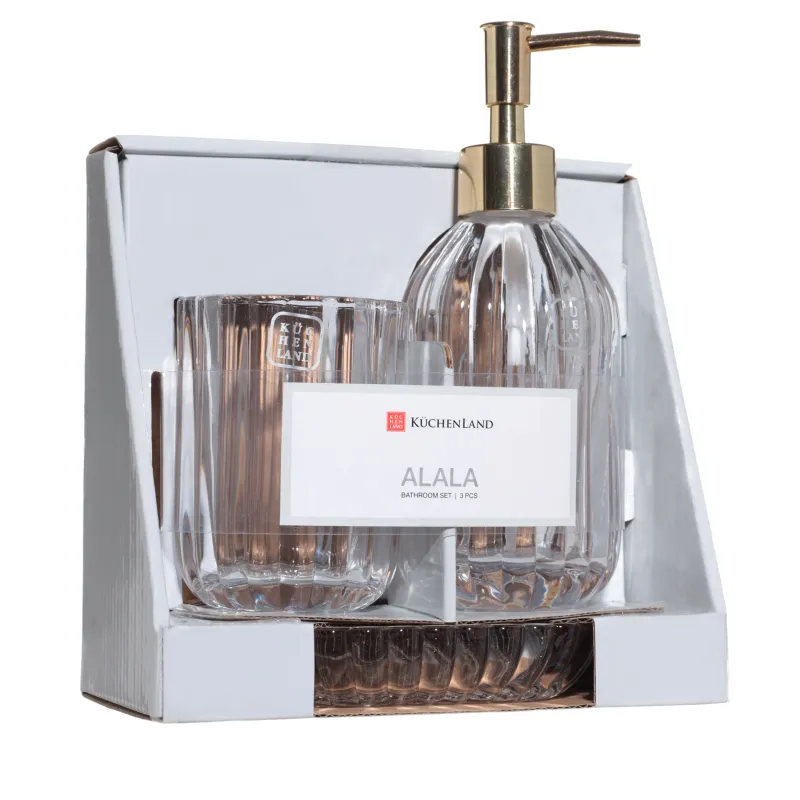 Набор для ванной, 3 пр, стекло/пластик, Alala, image-5