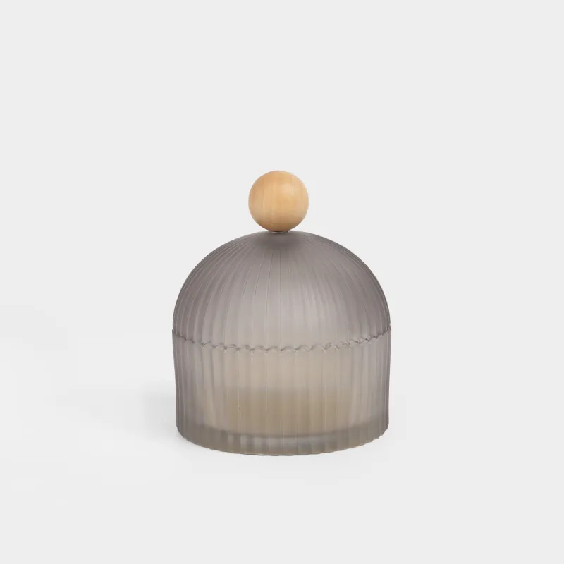 Свеча ароматическая, 11x13 см, в подсвечнике, с крышкой, стекло, серая, Leather Incense, Incense