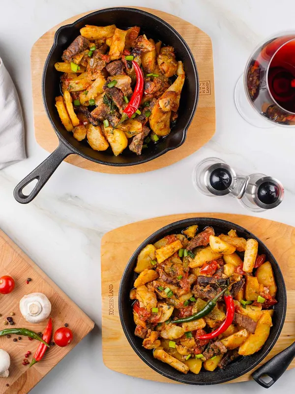 Сковорода, 20 см, на подставке, чугун/дерево, круглая, черная, Authentic, image-12