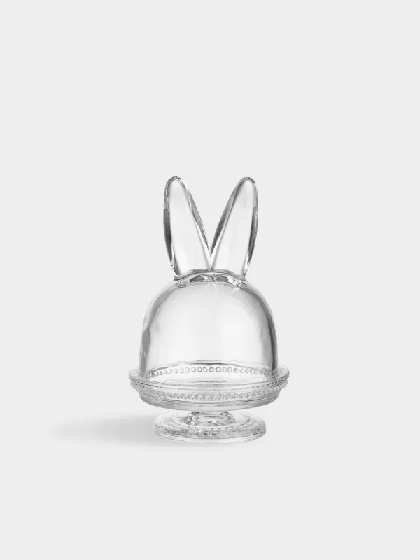 Блюдо на ножке, 12х19 см, с крышкой, стекло, Ушки кролика, Lapin, image-0