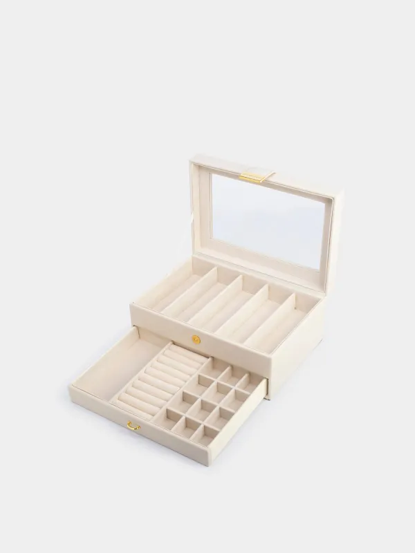 Шкатулка для украшений, 26х18 см, дерево/искусственная кожа, экрю, Premiere, image-2