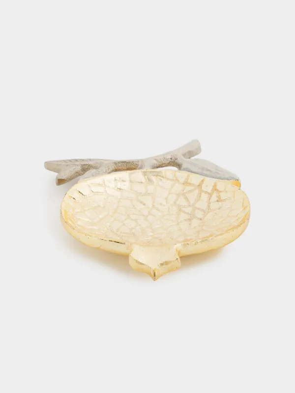 Блюдо декоративное, 10x12 см, Гранат на ветке, Pomegranate gold, image-2