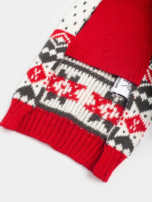 Свитер для животных, 25 см, р. XS, с капюшоном, акрил, бело-красный, Зимний узор, Fashion pet, image-3