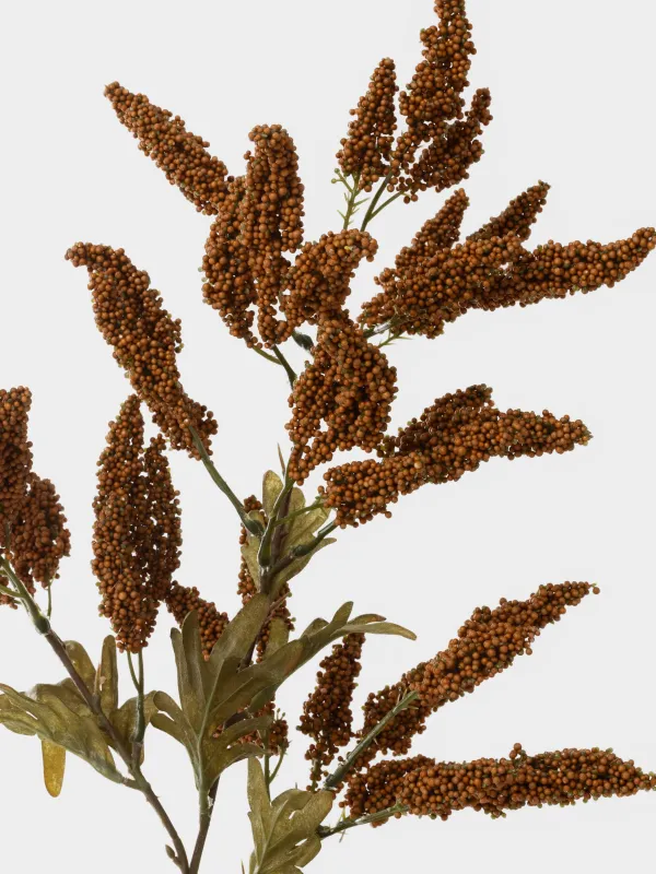 Ветка декоративная, 81 см, пластик/пенопласт, Оранжевое сорго, Slight frost decor, image-1