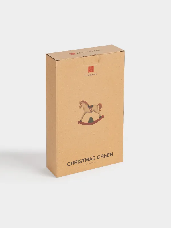 Блюдо, 28х17х5 см, с бортами, керамика, овальное, Лошадка с елкой, Сhristmas green, image-8