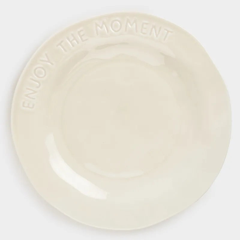Тарелка обеденная, 27 см, фарфор P, молочная, Enjoy the moment, Crumple words, image-0