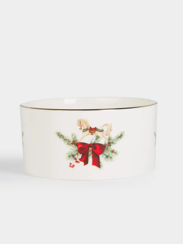 Подставка под шампанское, 12 см, фарфор F, белая, Лошадка с бантом, Christmas miracle classic, image-0