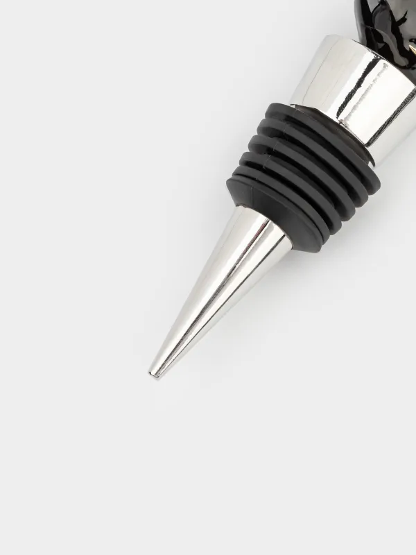 Пробка для винной бутылки, 9 см, металл/силикон, черная, Кот, Cat night, image-3