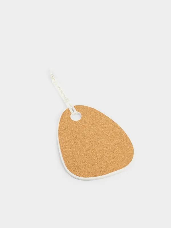 Подставка под горячее, 15x20 см, керамика/пробка, бежевая, Кролик в цветах, Rustic Easter, image-2