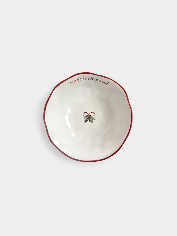 Салатник, 20х7 см, Мишка и овечка с елкой, Christmas tree, image-1