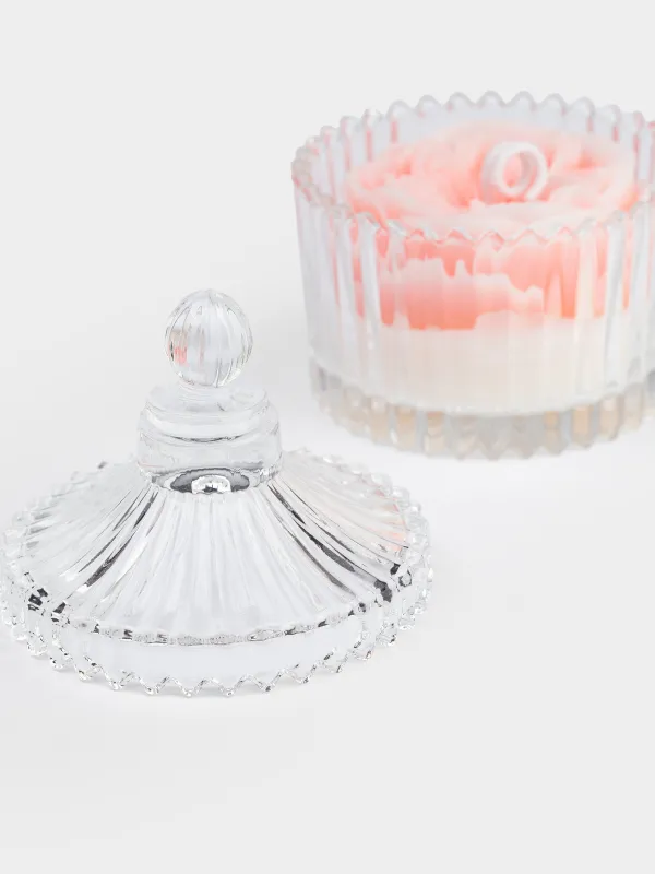 Свеча ароматическая, 6х9 см, в подсвечнике, с крышкой, стекло, Blue Bell, Роза, Rose, image-2