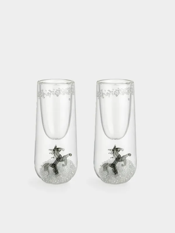 Бокал для шампанского, 2 шт, с кристаллами, Лошадь, Air decor, image-0