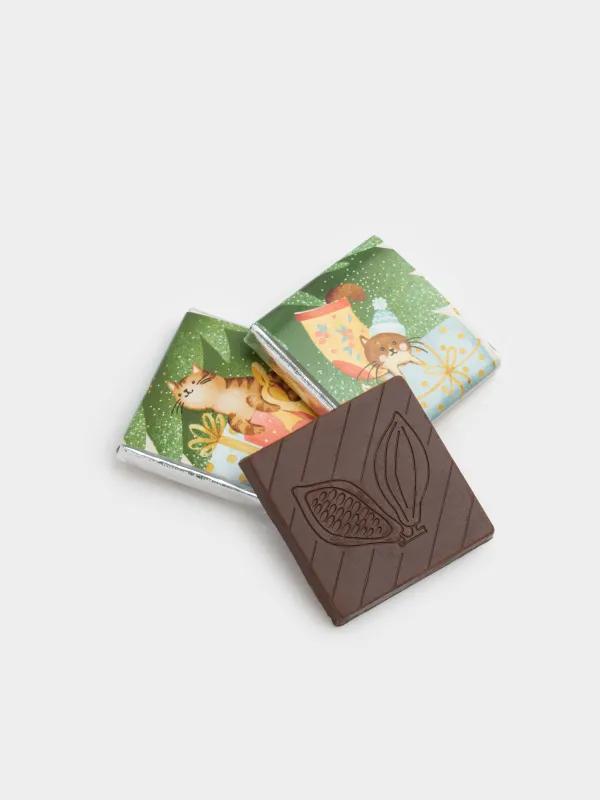 Открытка подарочная, 20х15 см, 15 гр, с шоколадом, бумага, Елочка с пожеланиями, Christmas, image-6