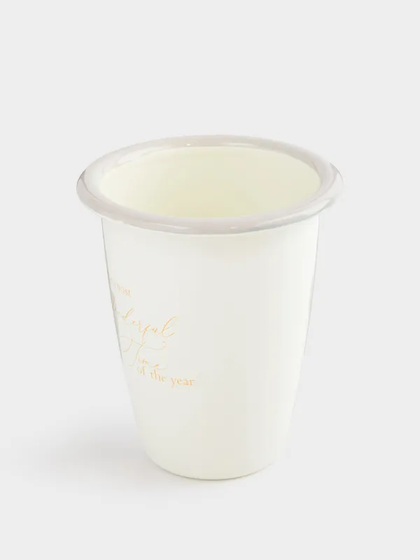 Стакан, 12 см, 470 мл, металл эмалированный, молочный, Wonderful Time, Autumn enamel, image-2